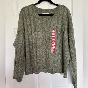 BNWT Lucky Brand Olive Green Cable Knit Women's Sweater